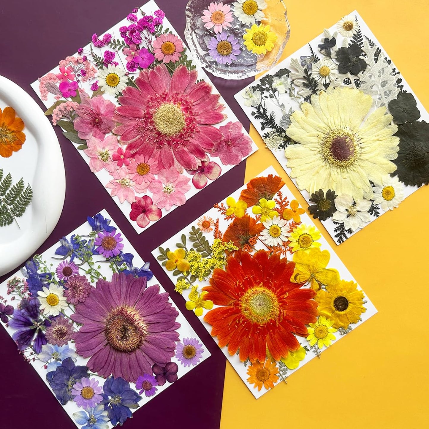 106Pcs Big Dried Pressed Flowers for Resin, Assorted Real Natural Bulk Dry Floral Leaves for DIY Art Crafts, Epoxy Molds, Jewelry, Soap, Candle Making, Nails Decors