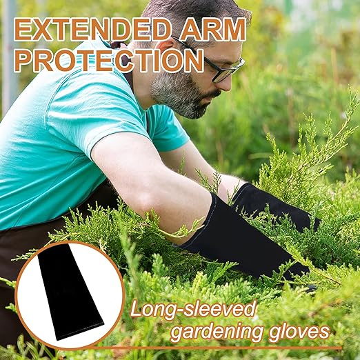 HLDD HANDLADNY Long Gardening Gloves, Cowhide Leather, Thorn Proof & Breathable for Rose Pruning & Yard Work (Men & Women)