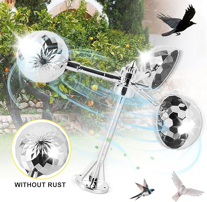 Birds Reflect Deterrent Visual Bird Scarer Deterrent Devices Outdoor Bird Control for Seagull Pigeon Harmless Device to Keep Birds Away from Your Farm Boat (Silvery)