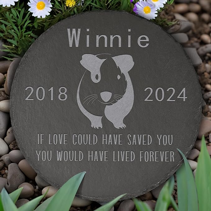 Guinea Pig Memorial Stone Guinea Pig Garden Statue - Guinea Pig Memorial Gifts - Guinea Pig Tombstone - Guinea Pig Loss Gift - Loss of Pet Guinea Pig - Round