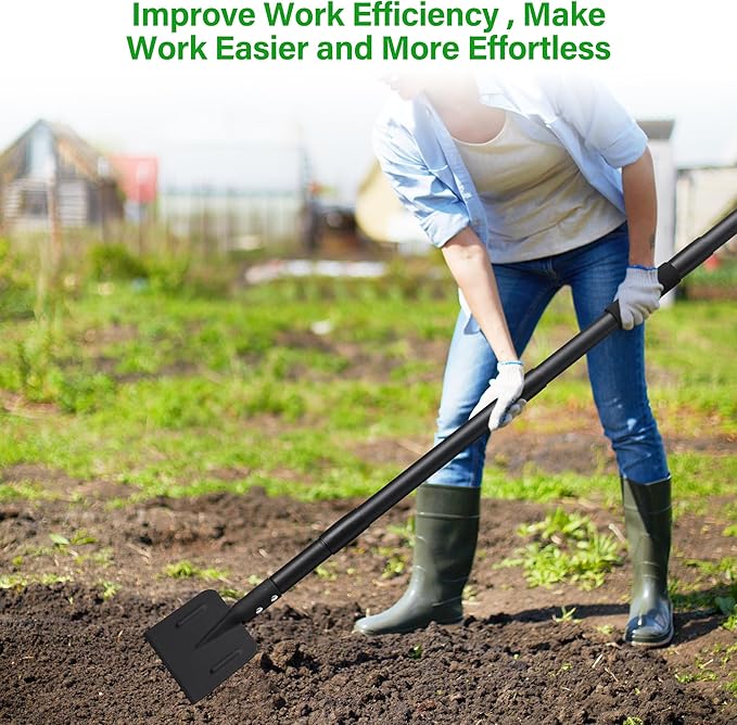 Garden Shovel, Heavy Duty Ice Scraper Long Handle 67", Spade Snow Shovel Weed Remover Gardening Tool for Weeding, Ice Removal, Ground Cleaning and Cutting Through Soil, Walkway Driveway