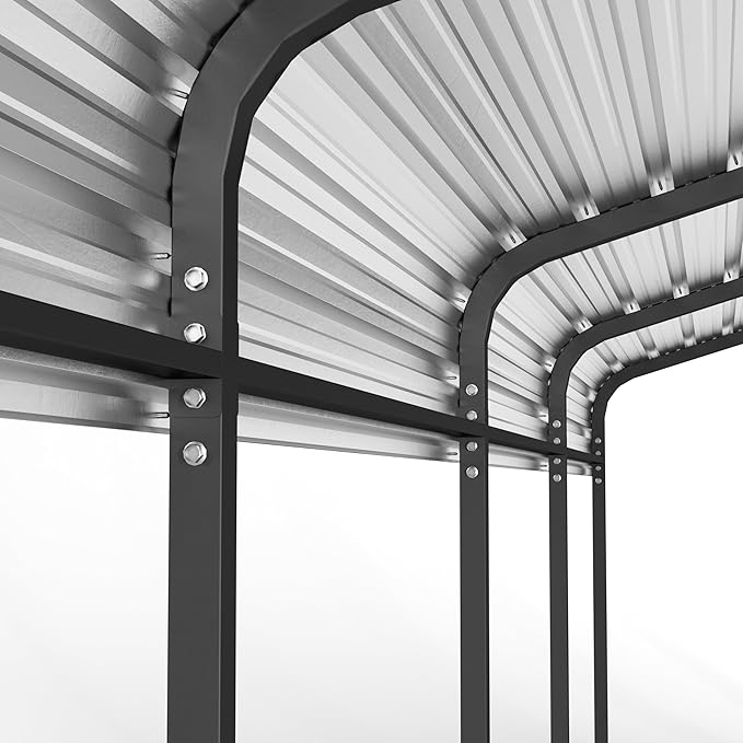 12x20 FT Metal Carport, Heavy Duty Car Port Canopy with Galvanized Steel Roof & Frame, Large Metal Carport Kit, Outdoor Car Garage, Steel Car Shelter for Car, Boat, Truck, Black