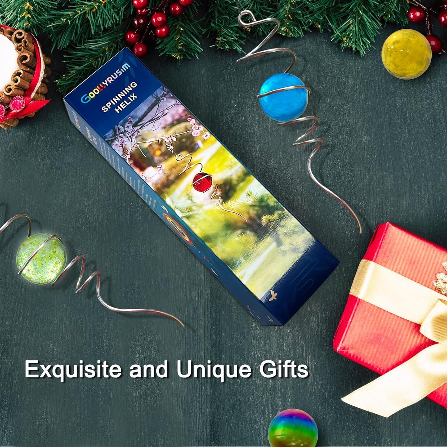 Wind Spinner Tail, Wind Spinners Stabilizer with Green Glass Orb, Gazing Ball Spiral, Sun Catcher Rainbow Maker Hanging Decoration Decor for Yard Garden, Saint Patrick's Day Gift Ideas