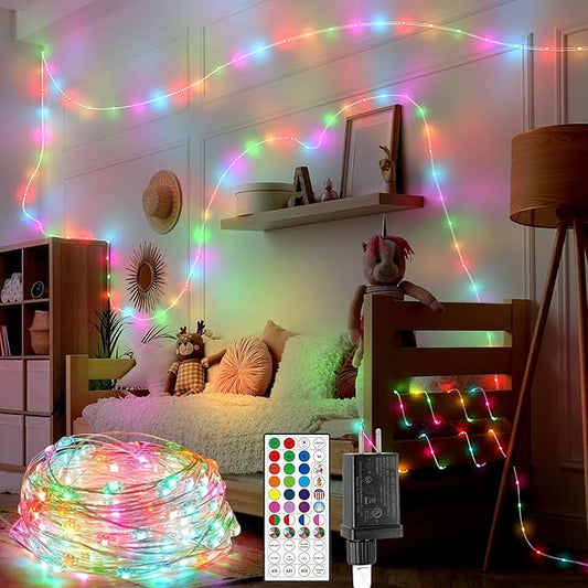 OMIKA 80ft Fairy Lights Plug in with Remote, 24 Colors 196 Modes Color Changing String Lights Dimmable, 240 LED Twinkle Lights with Timer for Outdoor Party Bedroom Indoor Christmas Halloween Decor