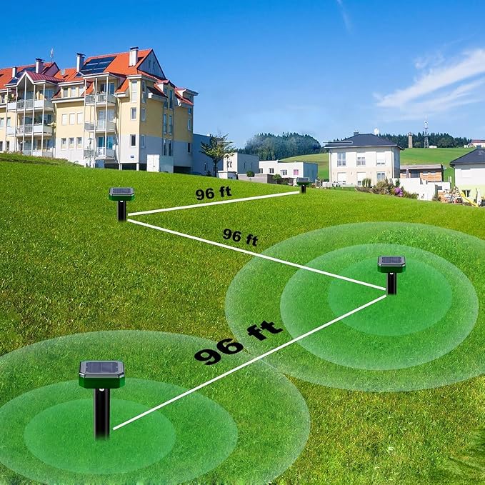 Snake Repellent for Yards 8 Pack Mole Repellent Solar Powered for Lawns Gopher Trap Groundhog Vole Repellent Ultrasonic Spike Outdoor Waterproof Sonic Chipmunk Rodent Burrowing Animals Deterrent Stake