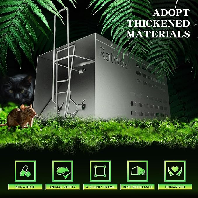 Humane Rat Trap Live Mouse Trap Indoor Catch and Release Animal Cage Multi Large Bait Outdoor Reusable Chipmunk Mice Voles Rodent That Work (1)