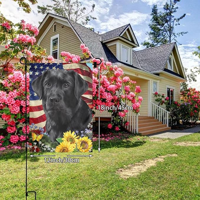 Lab Labrador American Flag Patriotic Dog Garden Flag Welcome Party Outdoor Outside Decorations Picks Home House Garden Yard Decor 12x18 Inch