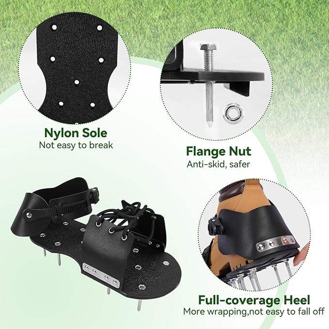 HFH Lawn Aerator Shoes for Grass，Aeration Shoes for Lawn，Spike Shoes for Lawn Aerating (Shoelace)
