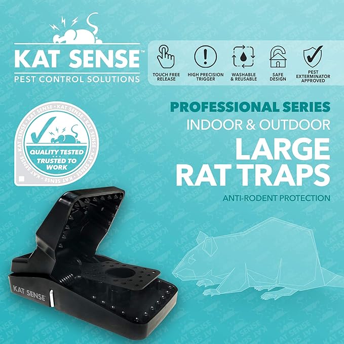 Pest Control Rat Traps, Professional Multi Captsure Set of 6 Large Snap Trap, Solutions for Indoor Outdoor AntiRodent Protection, Reusable Master Trapping Device for Rodents and Chipmunk