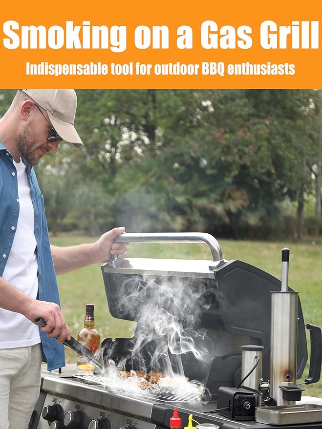 2025 Advanced Cold Smoke Generator, Tube for Pellet Smoker Upgrade, Generator for Gas Grilling, Portable Cordless Electric, Hot or Cold Smoking: Box for Any Grill, Gift for Men Dad Husband Friends