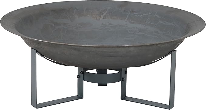 Sunnydaze 24-Inch Cast Iron Modern Fire Pit Bowl with Stand - Lightweight and Portable Design