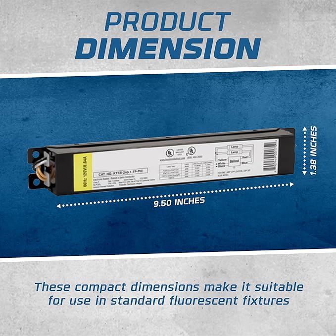 OHLECTRIC Replacement for Keystone KTEB-240-1-TP-PIC 2 Lamp T12 Electronic Fluorescent Ballast | 120V Input with Instant Start Operation | 0.85 Ballast Factor, UL-Approved
