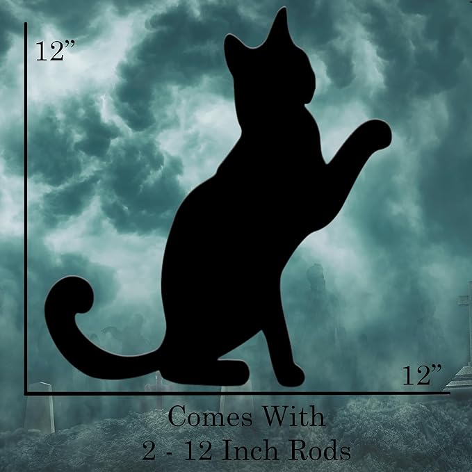 Black Cat Cats Halloween Yard Sign Home Outdoor Lawn Decoration With Stakes Scary Spooky Decor12x12 Inches (Cat 2)