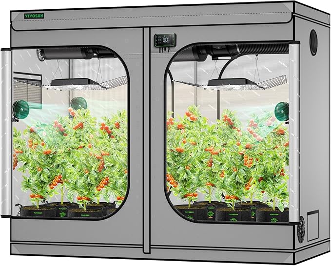 VIVOSUN G848 96"x48"x80" Grow Tent, 8x4 FT Advanced Gray Mylar Hydroponic Tent with 22mm Poles, Observation Window and Floor Tray for Plants for VS4000/VSF4300