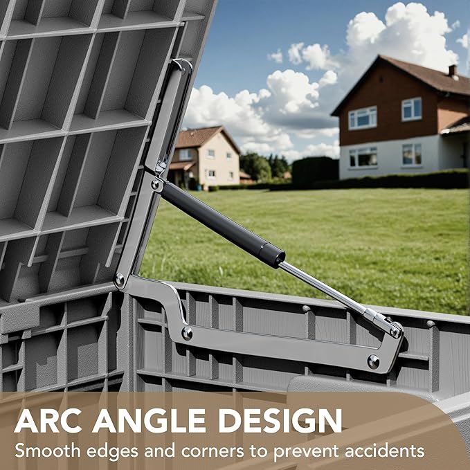 Devoko 85 Gallon Deck Box Lockable Resin Outdoor Storage Box waterproof Outdoor Container for Patio Furniture Cushions, Pillow (Grey)