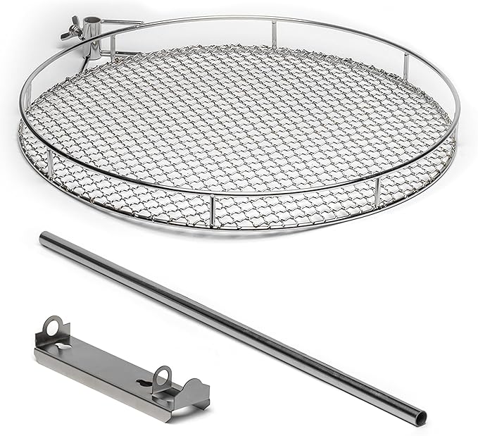 Stainless Steel Attachable Grill for Smokeless Firepit - 18 Inch - Open Fire Cooking Rack for Wood Burning Fire Pit, Camping, Bonfire, BBQ & Backyard - Compatible Only with Stainless Steel Firepit