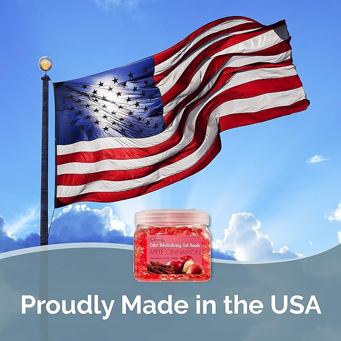 Clear Air Odor Eliminator Gel Beads - 12 oz, Pack of 2 - Air Freshener Made with Essential Oils - Eliminates Odors in Bathrooms, Cars, Boats, RVs & Pet Areas - Apple Cinnamon Scent