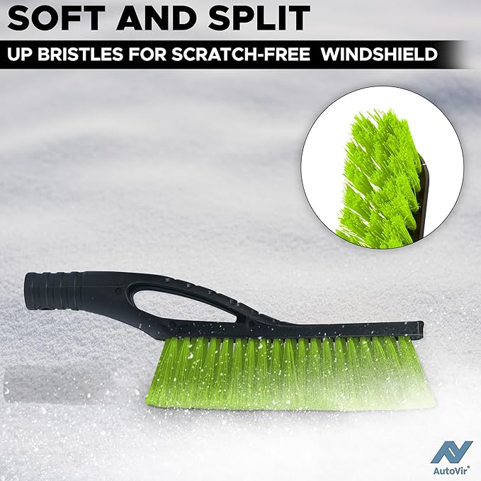 27" Snow Brush and Ice Scrapers for Car Windshield (1 Pack), Window Ice and Snow Scraper with Ergonomic Foam Grip, Snow Windshield Scraper with Aluminum Body, Winter Car Accessories (Green)