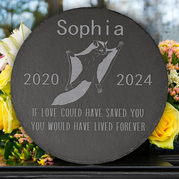 Flying Squirrel Memorial Stone Flying Squirrel Garden Statue - Flying Squirrel Memorial Gifts - Flying Squirrel Tombstone - Flying Squirrel Loss Gift - Loss of Pet Flying Squirrel - Round