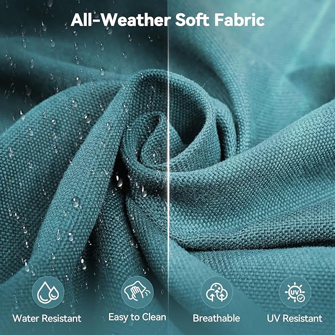 Luxury 6" Outdoor Cushions for Patio Furniture, 24x24x6 Thick Seat Cushion Set of 7, Fade Resistant Couch Chair Replacement Cushions High Density Deep Wicker Chair Cushion w/Removable Cover, Green