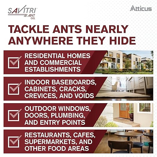 Atticus Savitri Ant Gel Bait (4 x 30 Grams) - Indoor and Outdoor Use - Indoxacarb Ant Killer