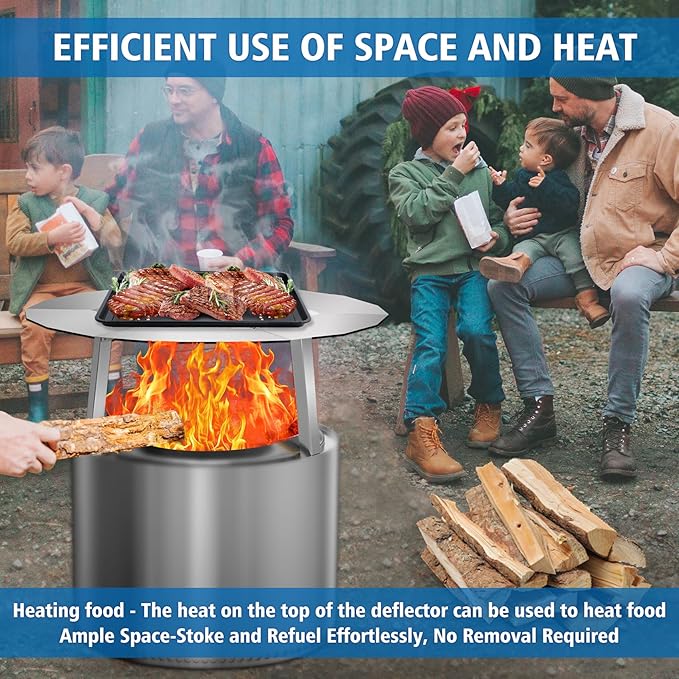 KEESHA Heat Deflector for Solo Stove Bonfire 19.5"-Heat Plate for Fire Pits Heat Deflector for Solo Stove Bonfire Accessory with 3 Detachable Legs, 304 Stainless Steel