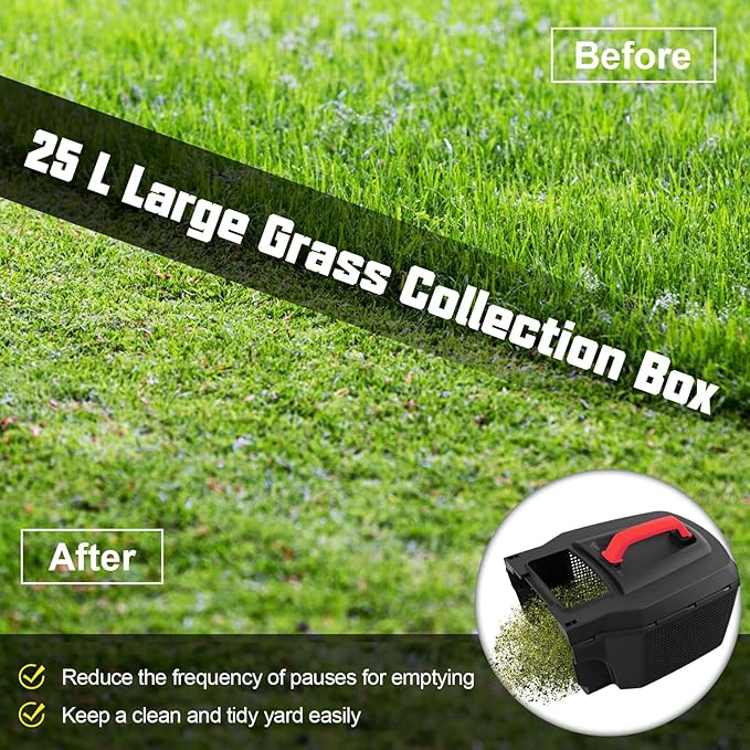 Electric Lawn Mower, 13" Corded Lawnmower with 10 Amp Copper Motor, 6.6-Gallon Grass Collection Box & 3-Position Heights, Push Lawn Mower Electric De-Thatcher for Garden & Farmyard (Red)