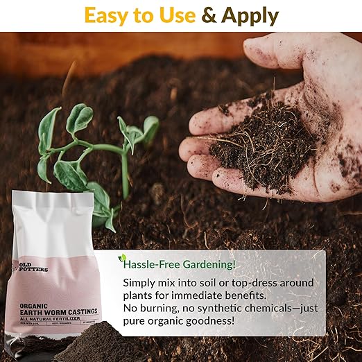 Organic Earthworm Casting All-Natural Fertilizer for Indoor and Outdoor Planting, Enhances Root and Overall Health, Revitalizes Soil with Health Microbes, 25 lbs