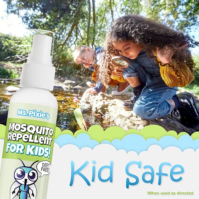 Ms. Pixie's Mosquito Repellent for Kids, DEET-Free Gentle Bug Spray for Children’s Skin & Outdoor Protection, 3 oz (90mL)
