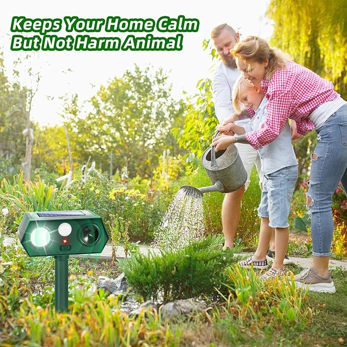2Pack Ultrasonic Animal Repellent Outdoor Solar Animal Repeller witht Motion Sensor&LED Strober Ligh Cat Deterrent Outdoor Deer Repellent Device to Scare Skunk Rabbit Fox Dog Raccoon Squirrel 2025