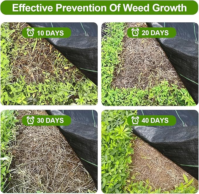 Weed Barrier Landscape Fabric 6 x 50 Ft., Ground Cover Fabric Block, Gardening Fabric Mat, Black Heavy Duty Garden Cloth Felt for Flower Bed, Patio, Orchard, and Playground, 3.2oz/sq.yd