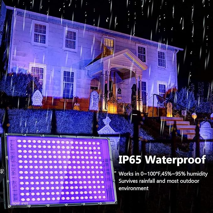 150W Black Lights, Blacklight Flood Light with Plug and Switch,for Glow Party, Halloween, Fluorescent Poster, Stage Lighting, Body Paint