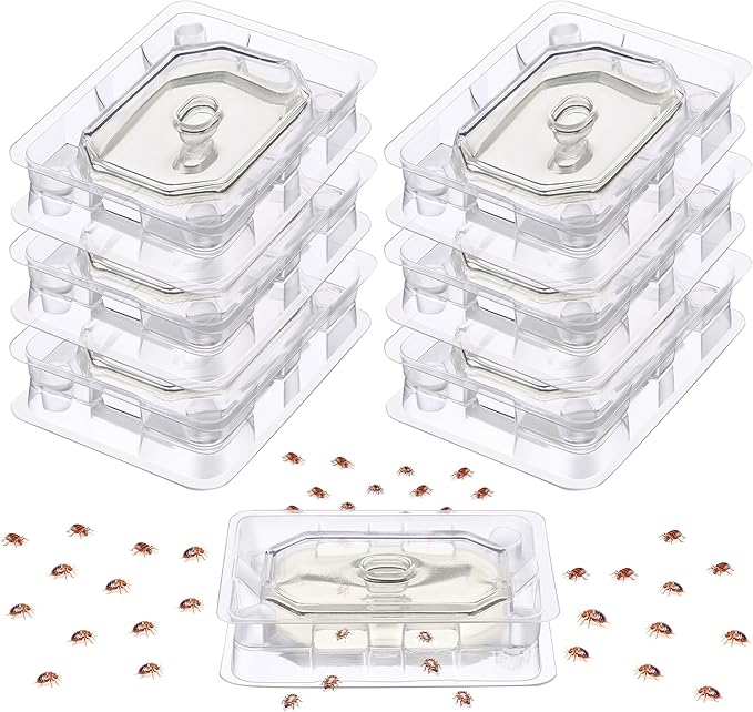 Qualirey 6 Set Bed Bug Detector & Trap, Bedbug Traps with Strong Glue, Bedbug Interceptors, Early Detection Glue Trap for Bed Legs, Indoor Pest Control Blocker for Home and Travel (Clear)