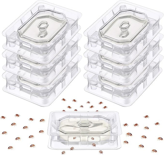 Qualirey 6 Set Bed Bug Detector & Trap, Bedbug Traps with Strong Glue, Bedbug Interceptors, Early Detection Glue Trap for Bed Legs, Indoor Pest Control Blocker for Home and Travel (Clear)