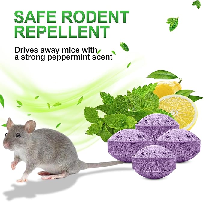 36Pcs Rodent Mice Repellent, Peppermint Oil Mouse Repellent Balls for Rats Mice Deterrent, Keep Rodents Out of Car House Indoor Outdoor, Mice Rat Repellent Humans & Pets Safe, Rat Spider Control