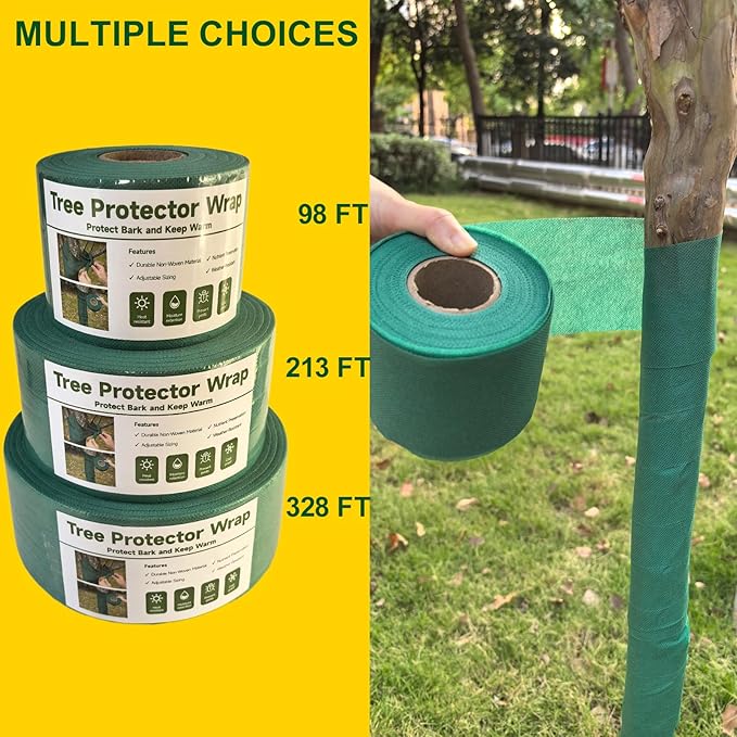 Emycool 98ft Tree Wraps to Protect Bark, Tree Wrap for Damaged Bark, Tree Trunk Wrap to Keep Plants Warm and Tree Trunk Protectors from Deer and Animal, Durable and Effective
