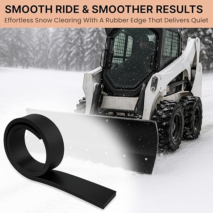 Simond Store- Rubber Cutting Edge for Snow Plow –Heavy Duty 60" x 4" x 0.75" Snow Plow Deflector Smooth & Surface-Safe Snow Clearing - Fit for ATV Tractors, Skid Steers & UTVs Snow Pusher Cutting Edge