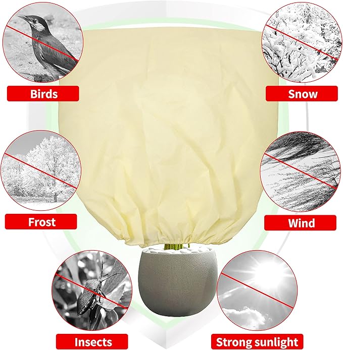 TCBWFY 95x80 Inch Huge Plant Covers Freeze Protection Frost Cloth for Outdoor Plants,2.82oz/yd² Thickened Winter Tree Covers with Zipper Drawstring,Frost Blanket from Wind,Pest and Animal