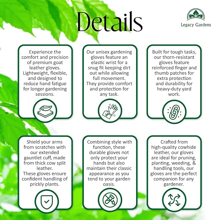 Leather Gardening Gloves for Women & Men, Long Garden Gloves, Cowhide Gauntlet Rose Pruning Thorn Resistant, Forearm Protection, 2XL, Brown