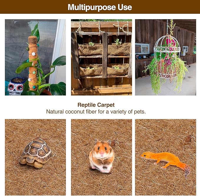 MAXPACE Natural Coconut Coir Liner Sheets - 14x11inch 2 Pcs Coco Fiber for Plant, Planter, Window Basket, Garden Decoration, and Pet Reptile Carpet or Mat