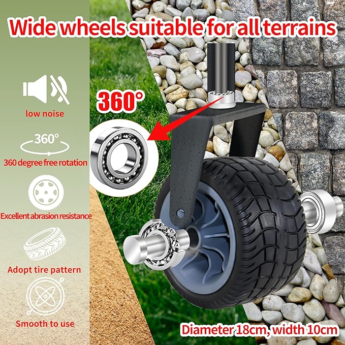 TMZ Collapsible Folding Wagon Cart, Outdoor Utility Garden Cart, Heavy Duty Camping Wagon with Big Wheels, Foldable Wagon for Sports, Shopping, Fishing and Beach-Green