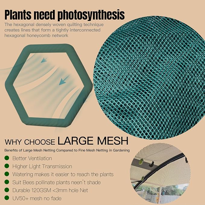 Large Tunnel 8.2'x4' Plant Netting Cover 4FT Tall Crop Cage Netting Pest Guard Cover for Vegetables Fruits Durable Gardening Net for Plant and Animal