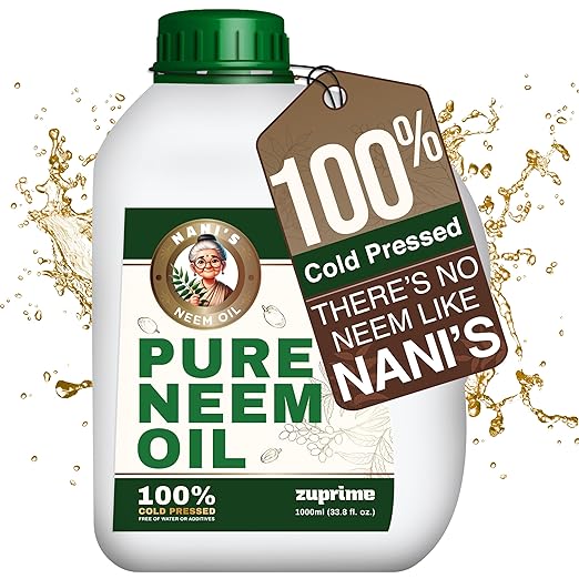 Nani's Pure Neem Oil for Plants Concentrate - Dilute for Use as Organic Neem Oil Spray for Plants, Outdoor & Indoor Use - 100% Cold Pressed - Horticultural Enhanced Plant Health & Shine Need (34 oz)