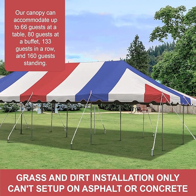 Party Tents Direct 20'x 40' Weekender Canopy Pole Tent with Sidewalls - Easy Up Canopy Tent with 160 Person Capacity - Outdoor Canopies for Parties, Weddings, and Events (Red White and Blue)