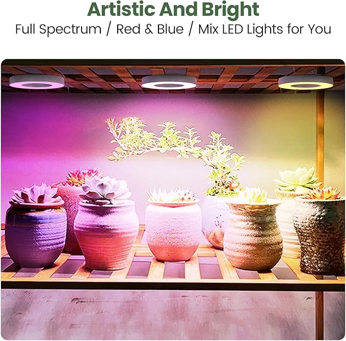 Mosthink Ceiling Grow Lights for Indoor Plants, 96 LEDs Plant Light Full Spectrum, Under Cabinet Plant Growing Lamp with Auto Timer, 10 Dimmable Levels, 3 Modes with Transparent Cover,Corded