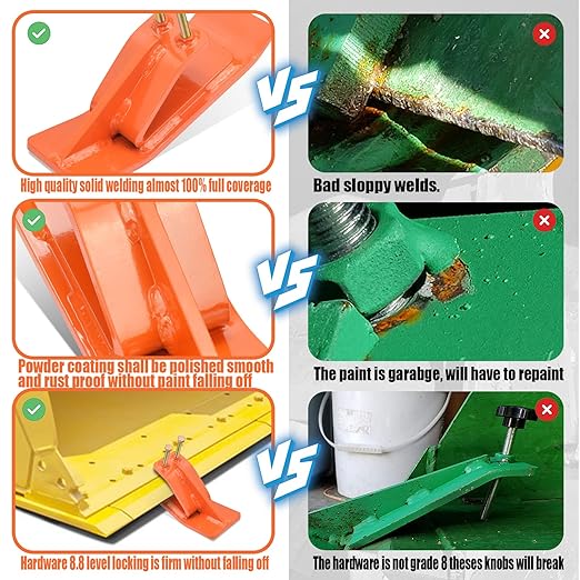 Tractor Bucket Protector(Upgraded Version), 2Pcs Ski Edge Protector, Turf Tamer Skid Protector with Grade8.8 Double Lock Nuts and Bolts, Heavy Duty Steel for Snow Removal Spreading Gravel,Orange