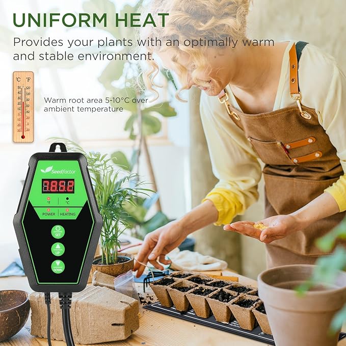 Seedfactor 3.5" x 21" MET Certified Seedling Heat Mat and Digital Thermostat Combo Set