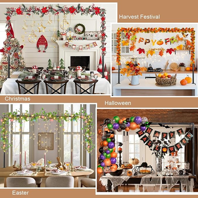 Over The Table Rod Stand with Clamps Adjustable 31-110 in Length 31-64 in Height Black Table Balloon Arch Hanging Stand with Storage Bag for Halloween Christmas Wedding Birthday Party Decoration