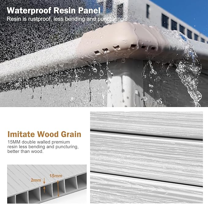 Resin Storage Shed 5 x 4 FT: Outdoor Resin Sheds with Floor, Plastic Waterproof Patio Outdoor Storage Shed with Lockable Door & Windows,Tool Sshed Storage for Garden Backyard Patio Lawn, Gray