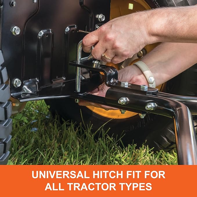 Agri-Fab 45-0546 52" Tow-Behind Lawn Sweeper, 26 cu. ft Hopper Bag Capacity; Leaf & Grass Catcher, with Adjustable Brush Height and Dump From Seat Handle